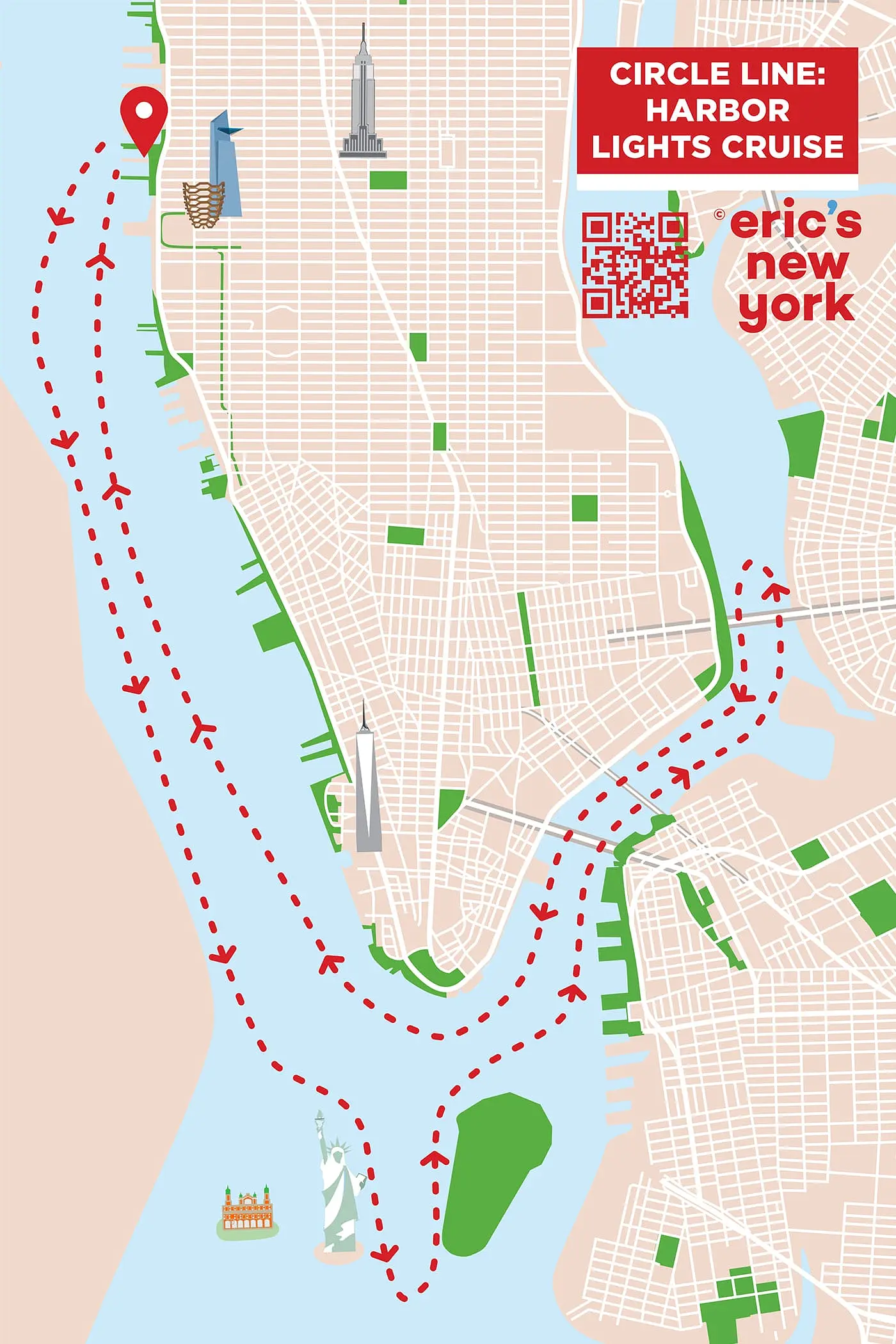 Circle Line Crociera New York Harbour Lights - Itinerario