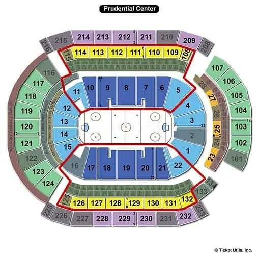 Biglietti dei New Jersey Devils - Prudential Center Mappa dei posti a sedere