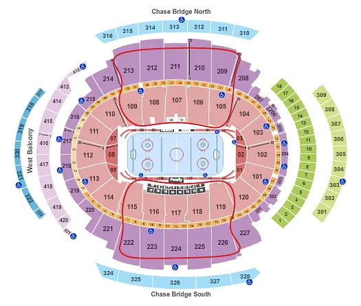 Biglietti dei New York Rangers - Madison Square Garden Mappa dei posti a sedere