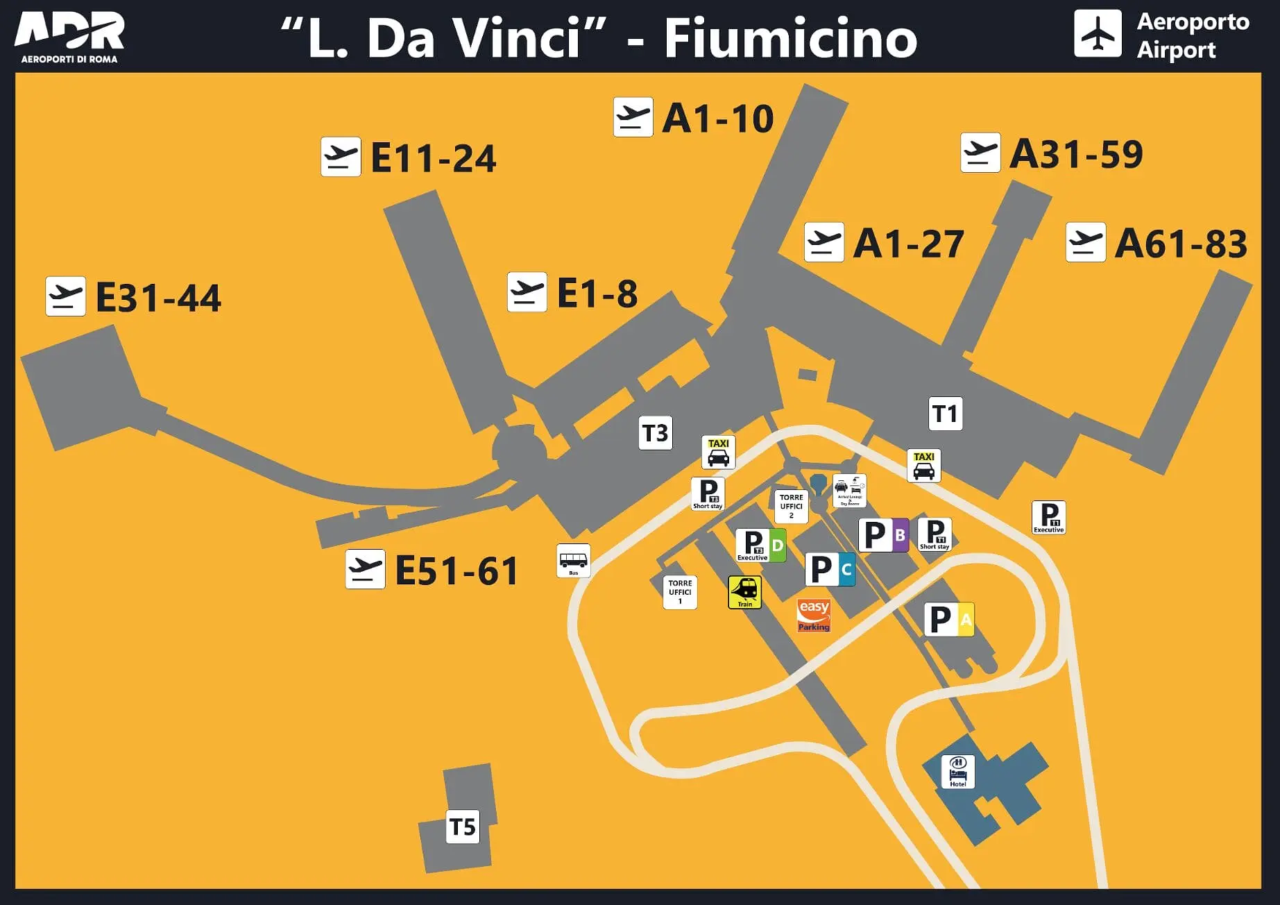 Voli da Roma Fiumicino a New York - Mappa dell’aeroporto di Roma Fiumicino