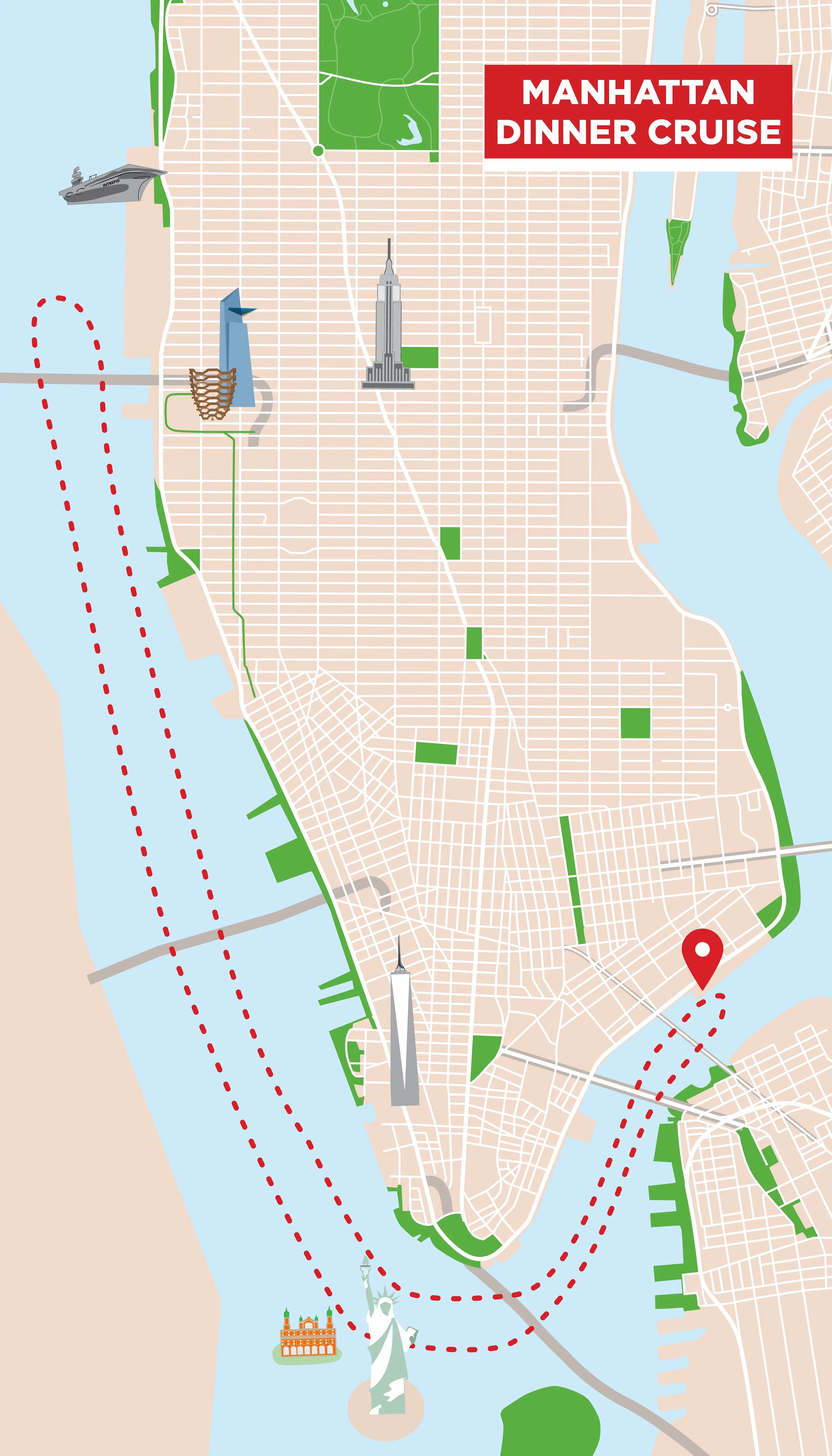 Cena sul battello a New York - Mappa Itinerario