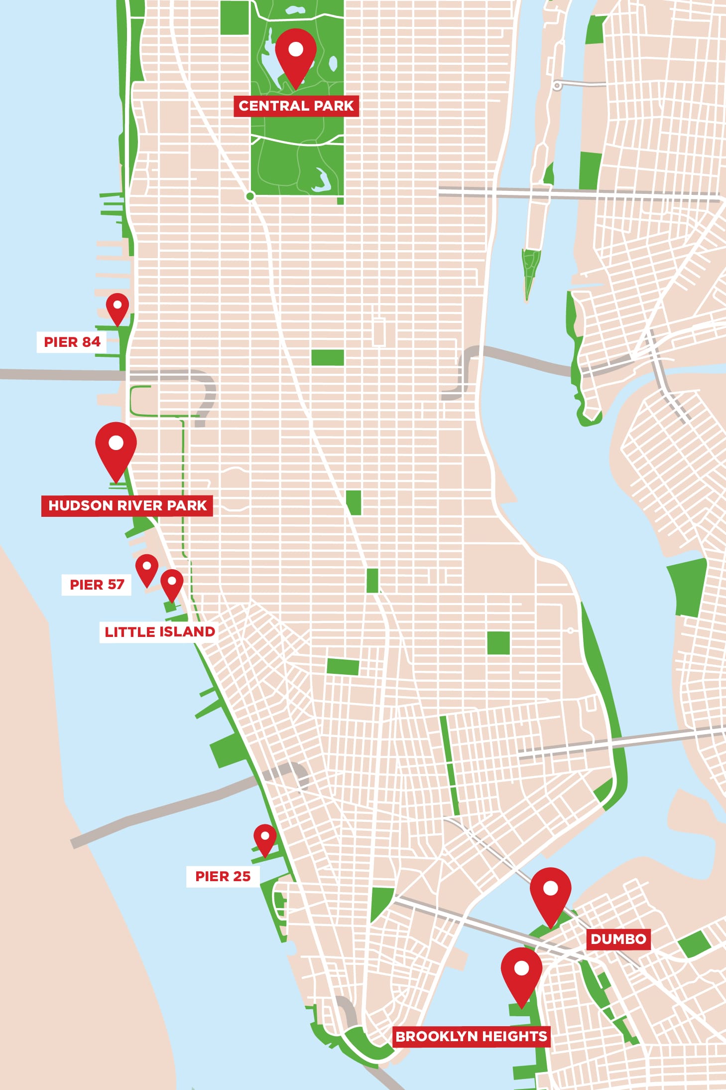 Noleggio bici a New York con Picnic - Locations