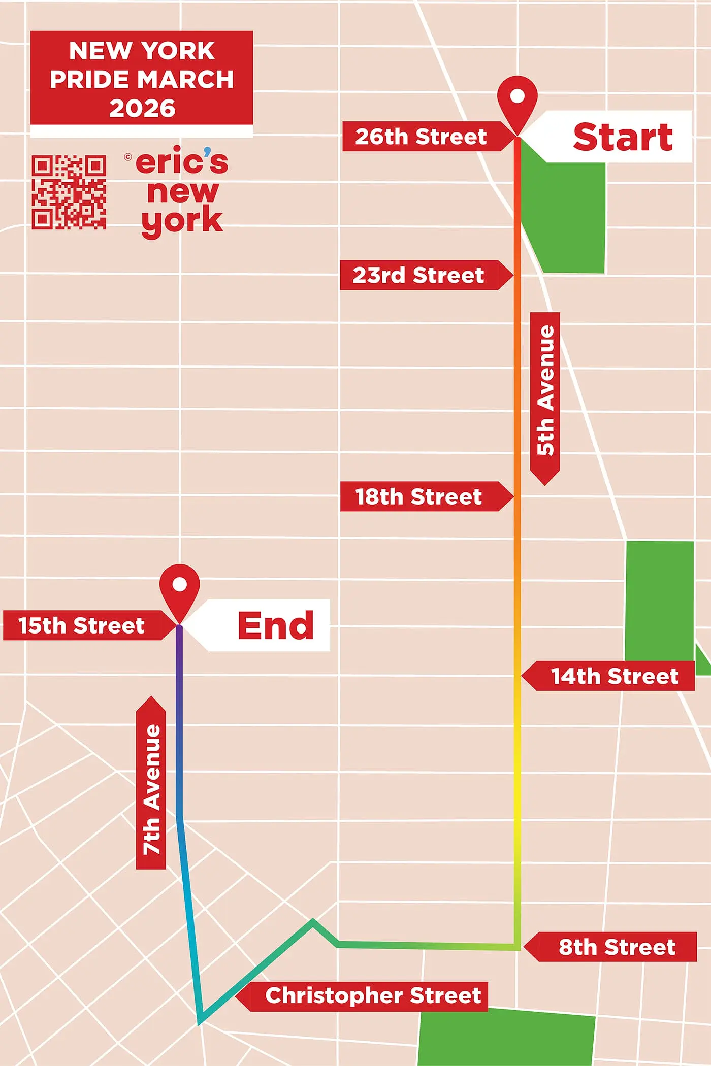 Mappa percorso New York Pride March 2026