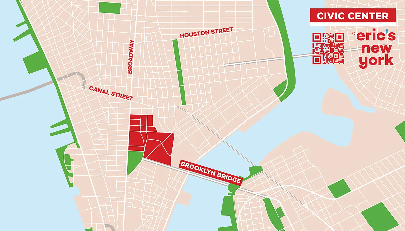 Civic Center a New York - Mappa Gratuita