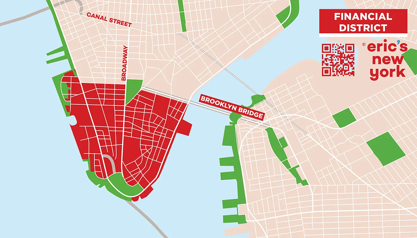 Financial District a New York - Mappa Gratuita
