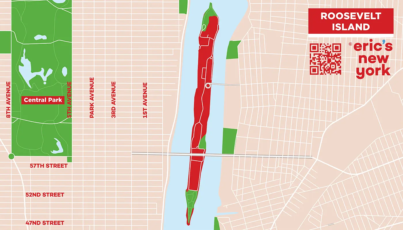 Roosevelt Island a New York - Mappa Gratuita