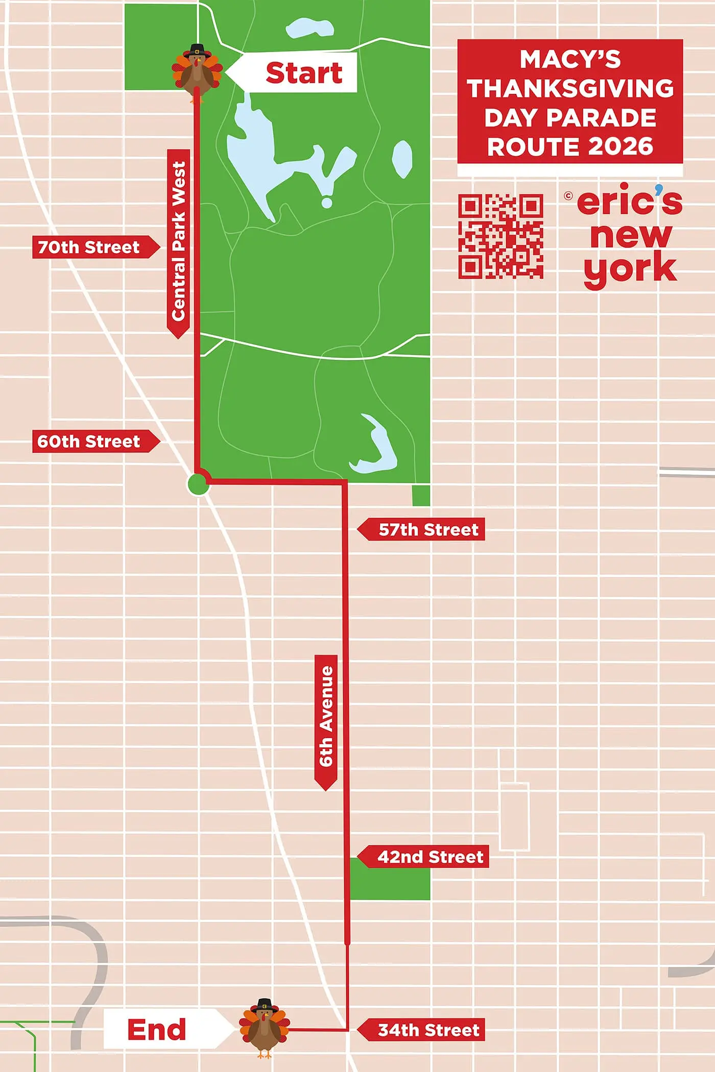 Parata di Thanksgiving Day di Macy's - Mappa itinerario
