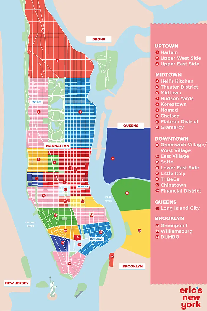 Distretti e quartieri di New York - mappa dei quartieri